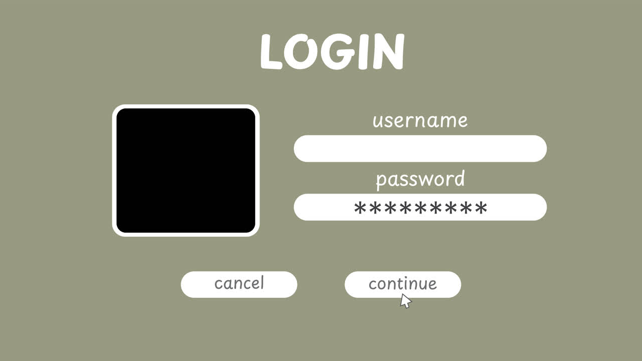 Mouse Cursor Typing Password on Digital Login Screen
