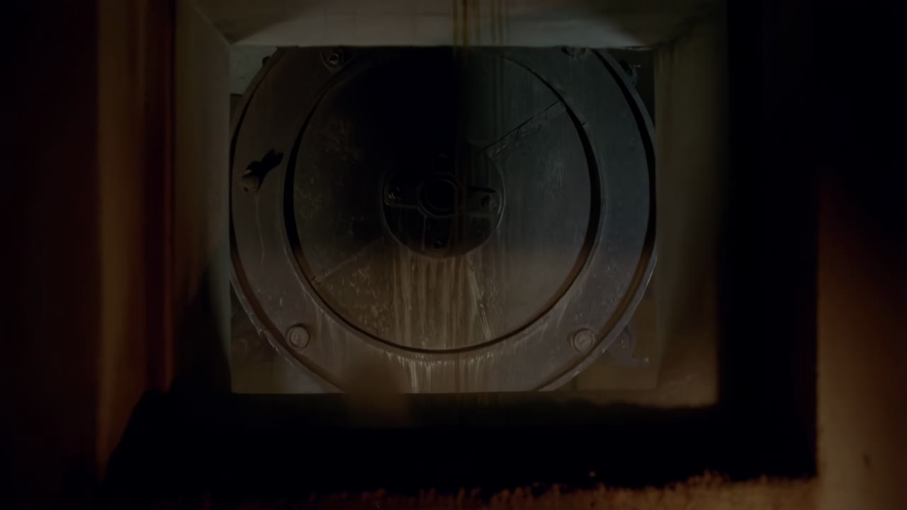 Industrial Machinery Spinning in a Dark Enclosed Space