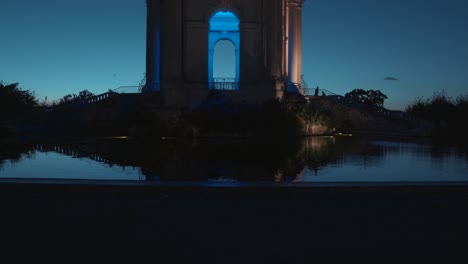 promenade du peyrou is reflected from the water, montpellier - france