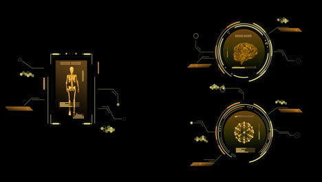 animación de visores y procesamiento de datos científicos sobre un fondo negro