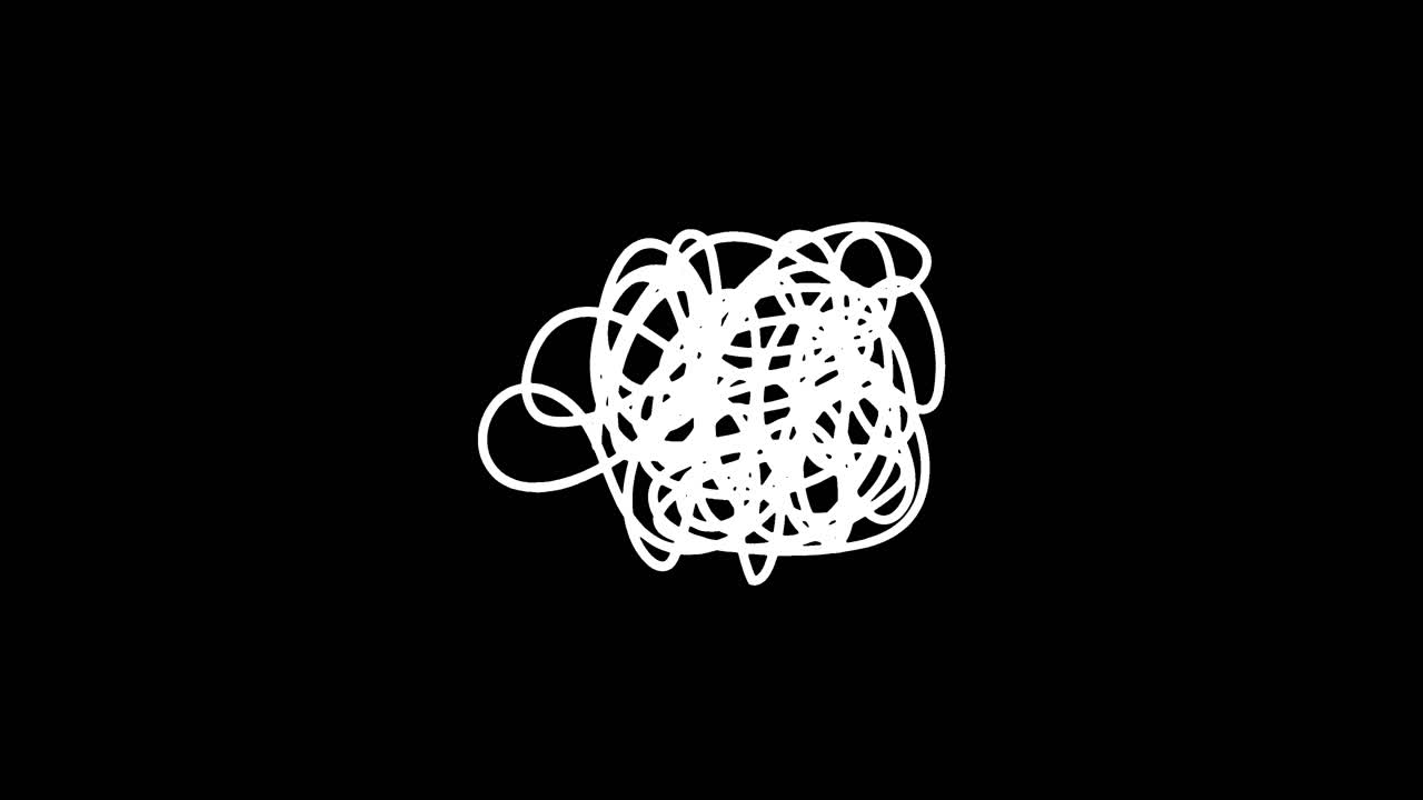 Hand-Drawn White Scribble Animation on Black Background