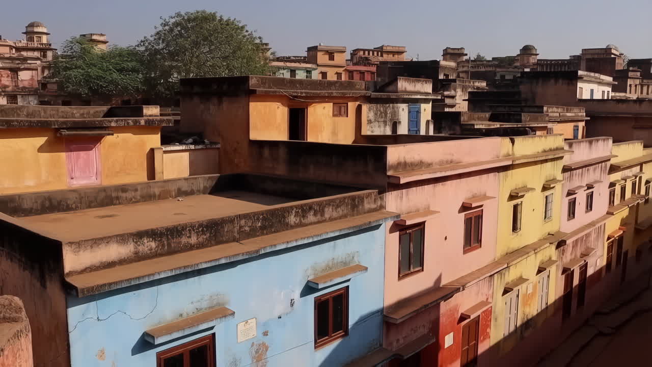 Colorful traditional buildings and rooftops in an old town