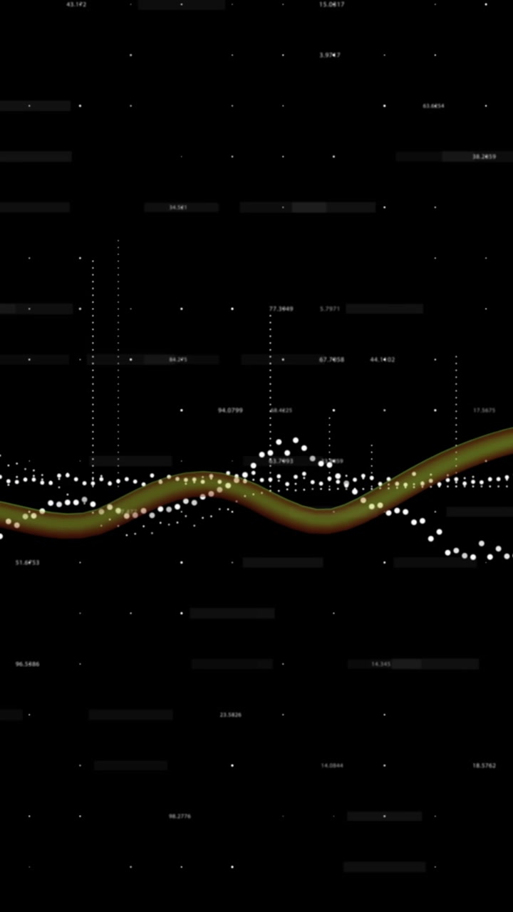 Animated Digital Data Flow with Wavy Graph and Numbers