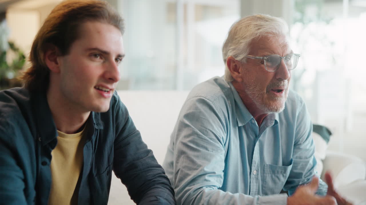 A father and son having a conversation