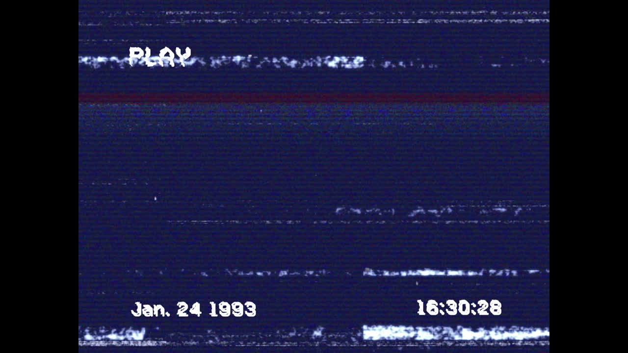 Animation of glitch over navy video tape