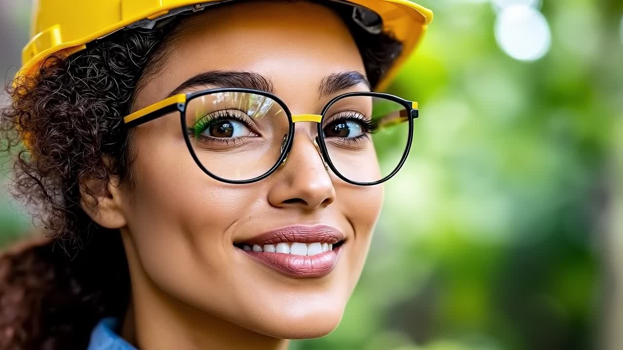 una mujer con un sombrero amarillo y gafas