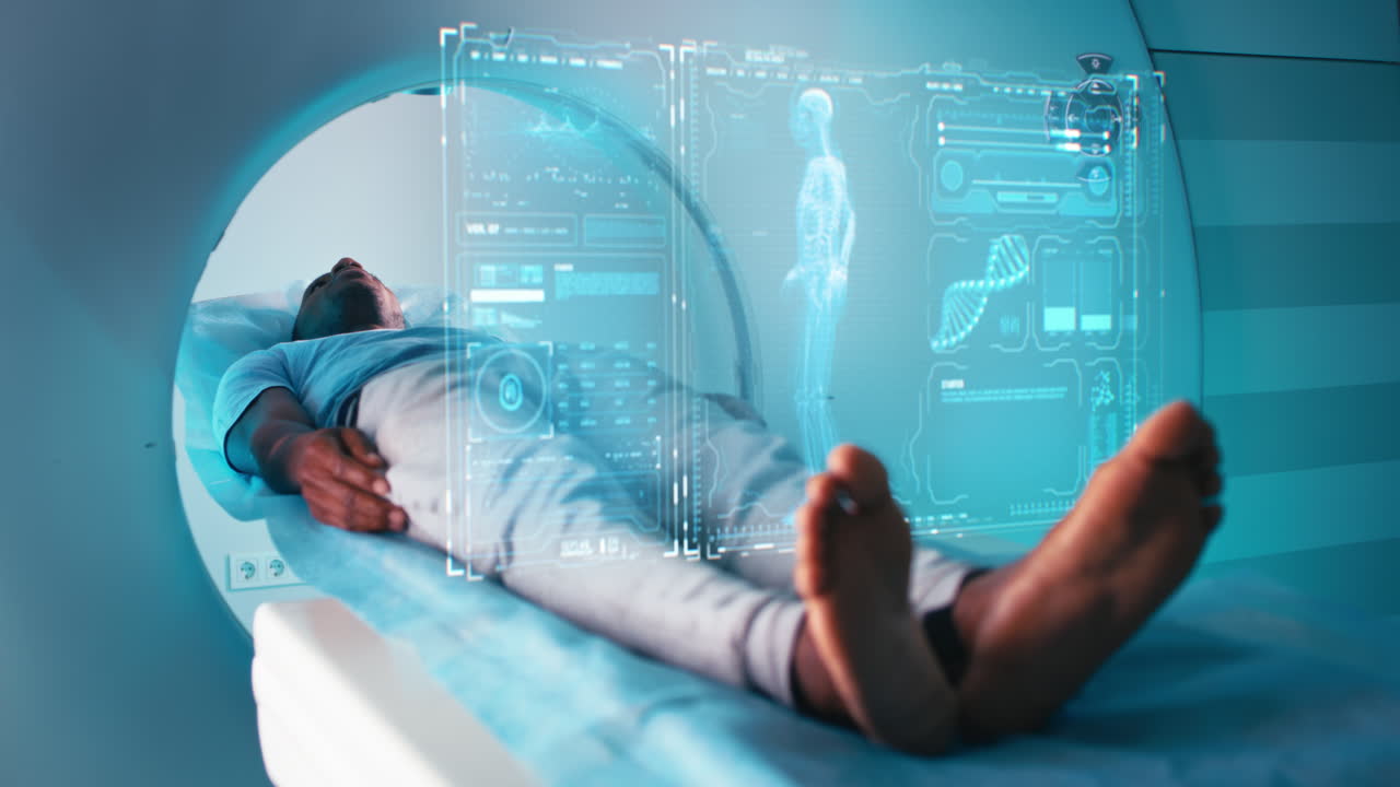 Patient undergoing a medical scan procedure