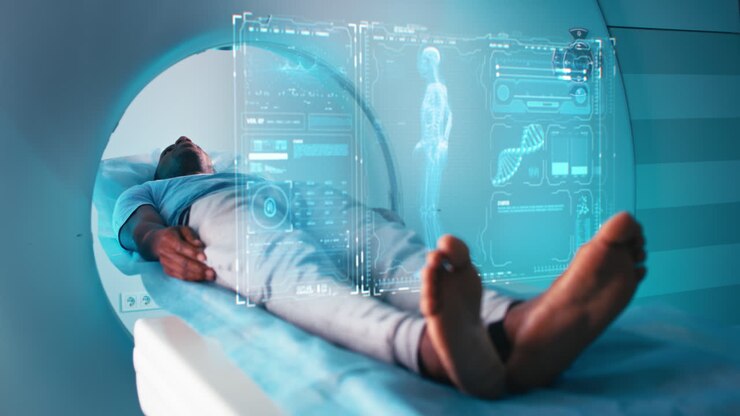 Patient undergoing a medical scan procedure