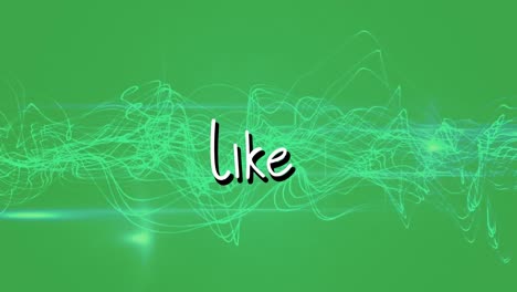 Animation-of-share-text-banner-over-digital-waves-against-green-background