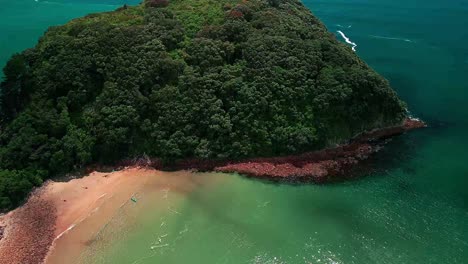 Aerial-view-of-Donut-Island,-Whangamata