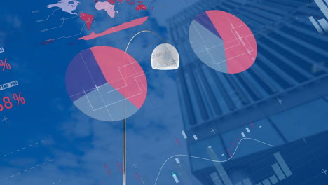 animación de estadísticas y procesamiento de datos financieros en edificios modernos