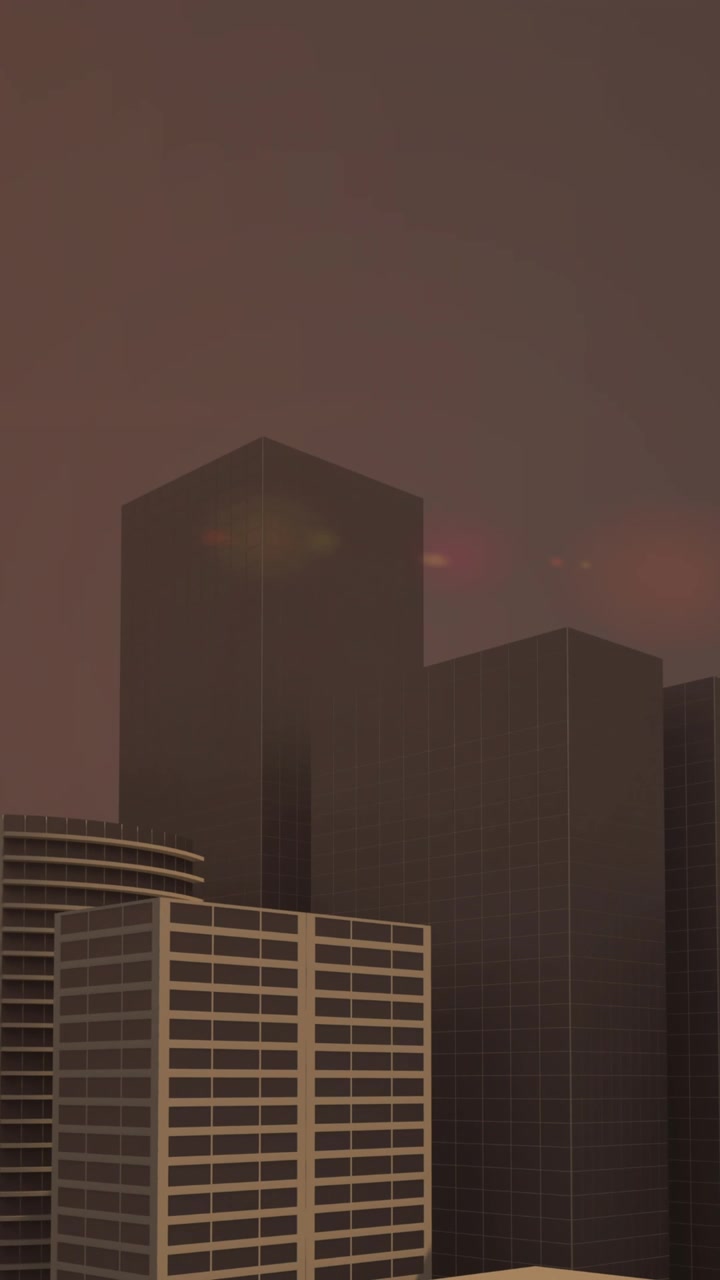 Punto de luz naranja sobre edificios altos