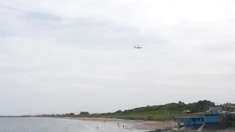 flight arrivals at portmarnock velvet strand beach dublin ireland