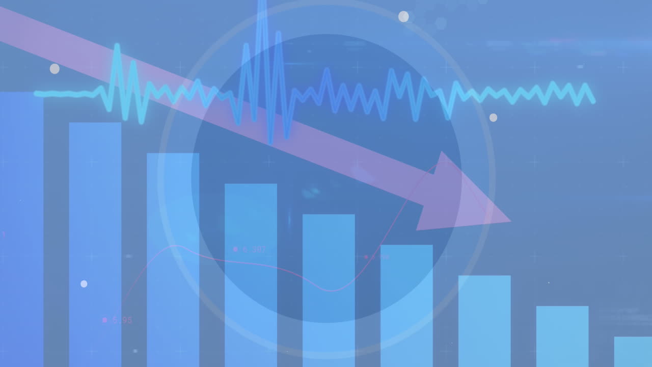 통계 데이터 처리에 대항하여 원형 모양의 원활한 패턴의 애니메이션