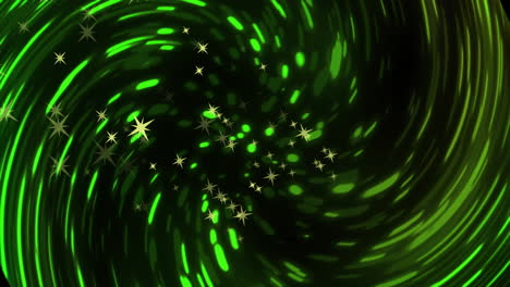 animation of glowing green light trails moving over black background