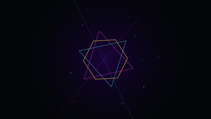 Abstract Geometric Shapes Rotating on Dark Background