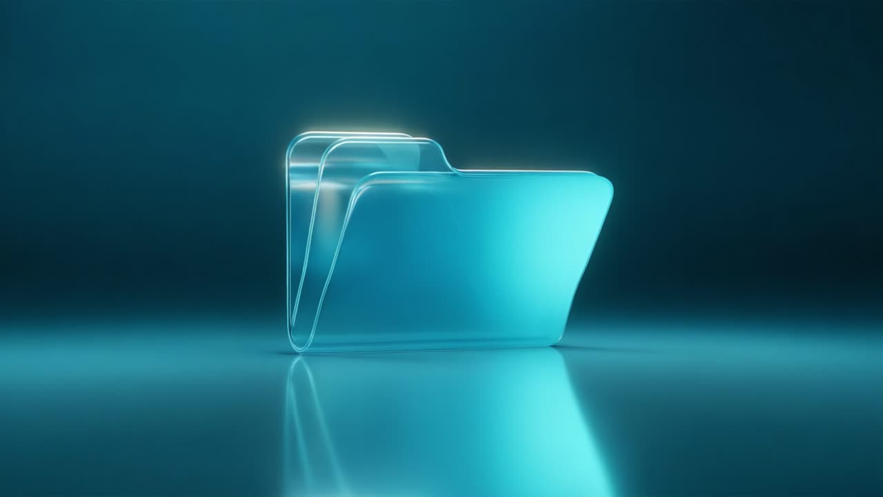 A Modern and Stylish Representation of a Transparent Digital Folder, Highlighting the Concept of Data Management and Organization in a Sleek, Futuristic Aesthetic