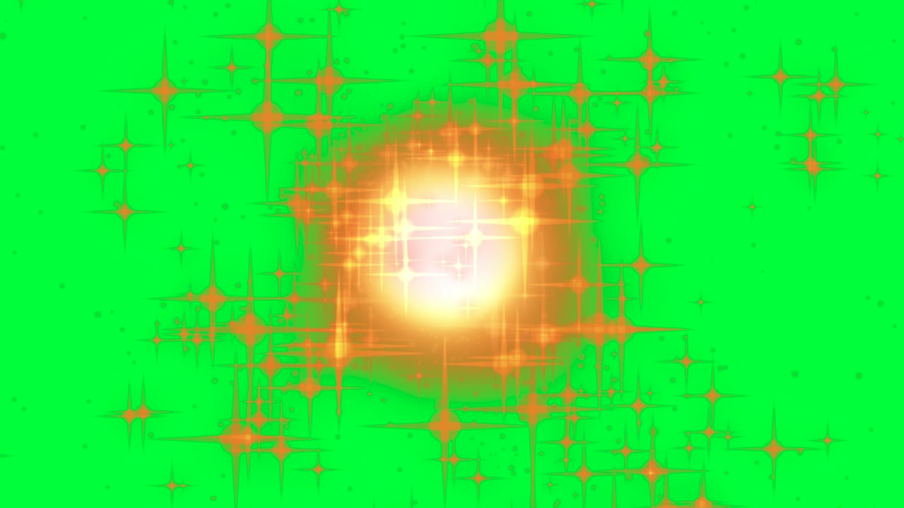 estrellas de pantalla verde y estallido de luz