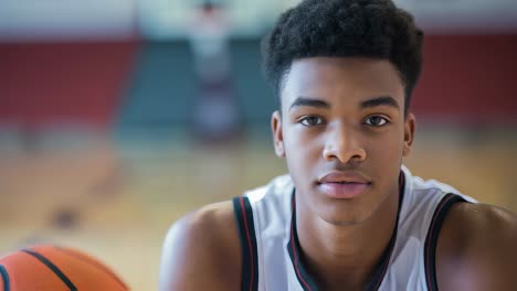 portrait of a teenager basketball player