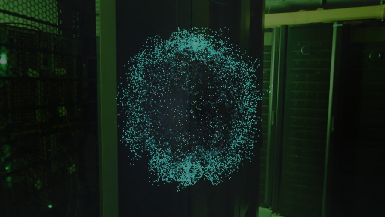 Animation of globe with connections over computer server