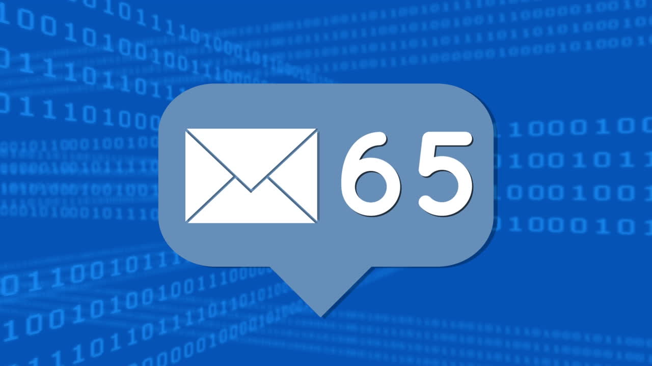 Animation of envelope over binary coding on blue background