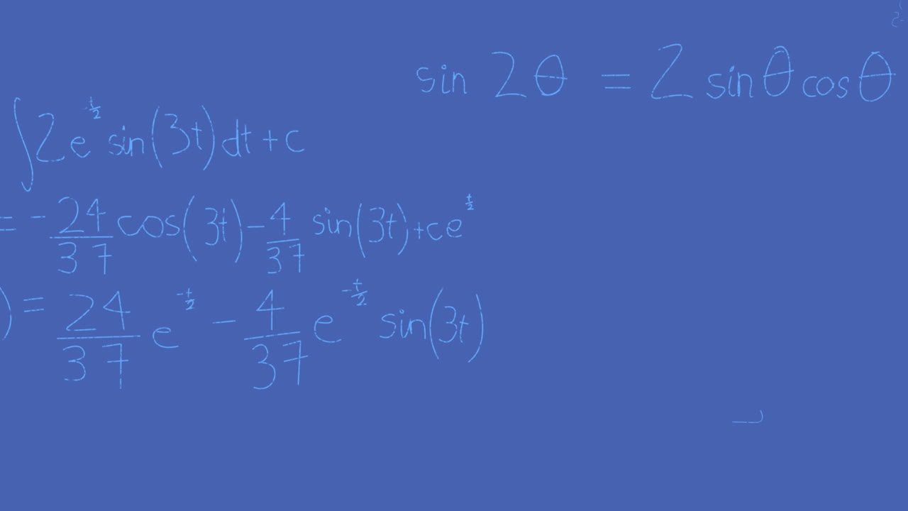 animación de ecuaciones matemáticas sobre un fondo azul