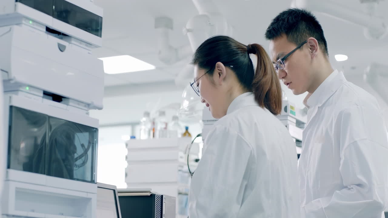 Medical Biotechnology Scientist performing biological experiment on Cell Culture essay in a sterile environment of designated biosafety laboratory at research facility.