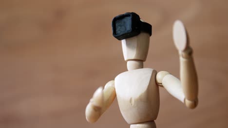 business figurine using virtual headset reality