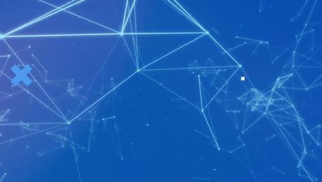 animation of data processing and network of connections against clouds in the sky