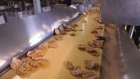 shot of a moving conveyor with corn chips