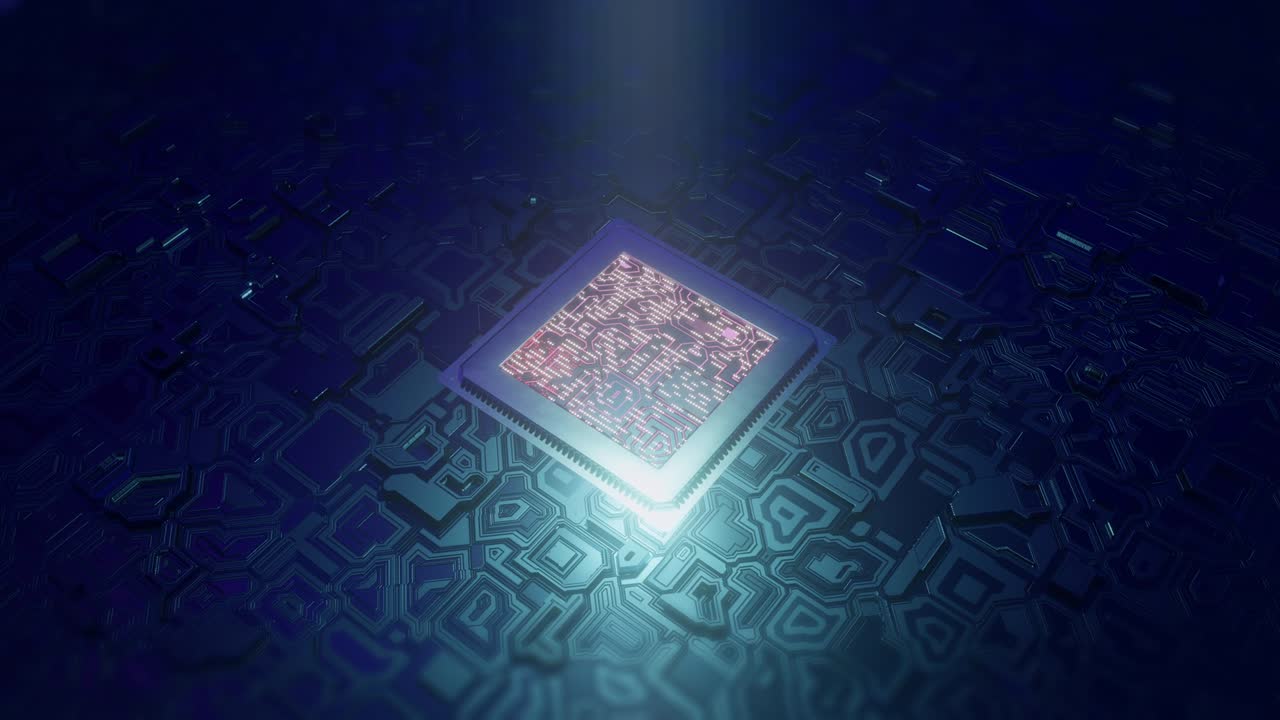circuito futuristico cpu processore che invia impulsi elettronici sulla scheda madre