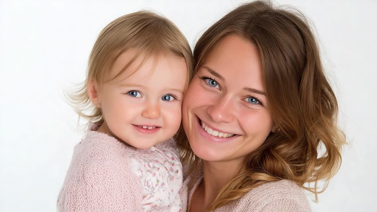 Eine lächelnde Mutter und Tochter teilen einen freudigen Moment miteinander