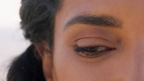 close up macro eye of beautiful woman looking healthy eyesight