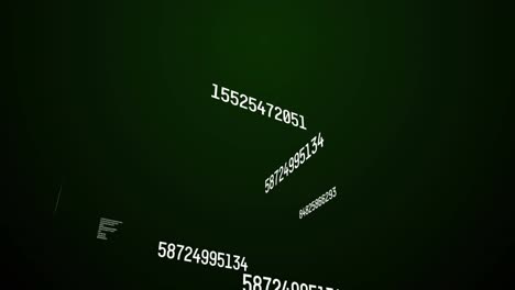 Animation of numbers processing on black background