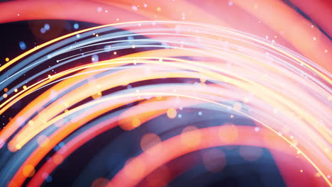 rotating glowing vortex lines and particles background, 3d rendering.