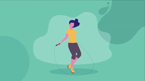joven atleta de salto de cuerda animación