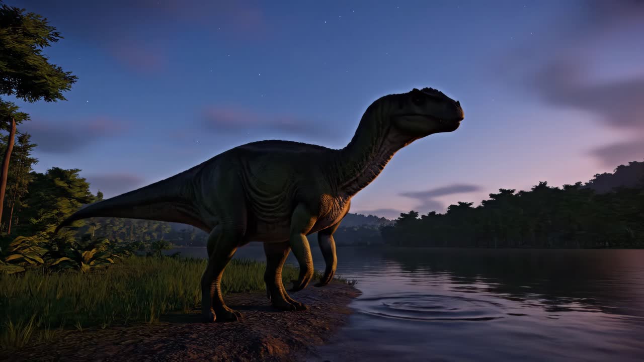 Iguanodon Dinosaur at Dusk