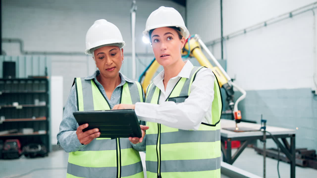 mujeres ingenieras trabajando juntas en una fábrica