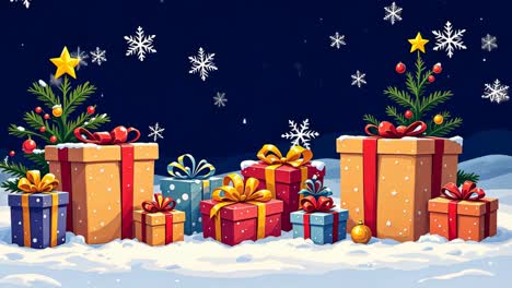 regalos de navidad bajo la nieve