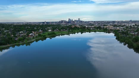 wide shot of denver, colorado skyline from sloans lake