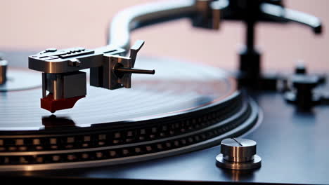 close-up of a turntable playing a vinyl record