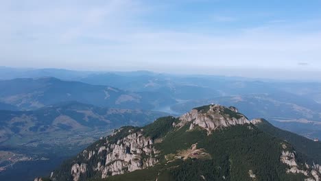 Aerial-shot-of-Toaca-peak-from-Ceahlau-moutain