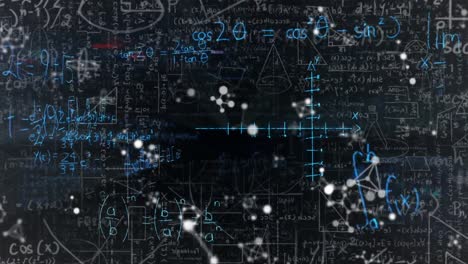 estructuras moleculares flotando sobre ecuaciones matemáticas y diagramas contra un fondo negro