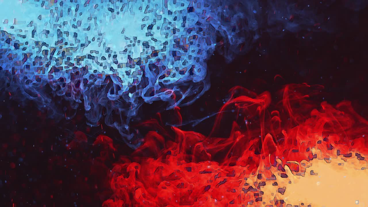 tinta agua movimiento hielo fuego rojo azul humo intermitente