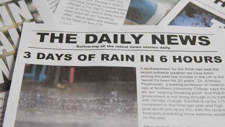 Newspaper Headline Discussing Extreme Weather Conditions And Global Warming Crisis 4