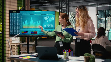 vertical video goals oriented businesswomen representing strategic collaboration