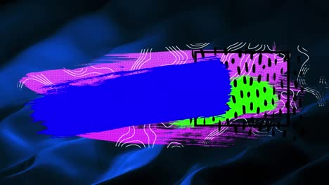 animación de formas púrpuras y azules sobre fondo líquido azul y verde