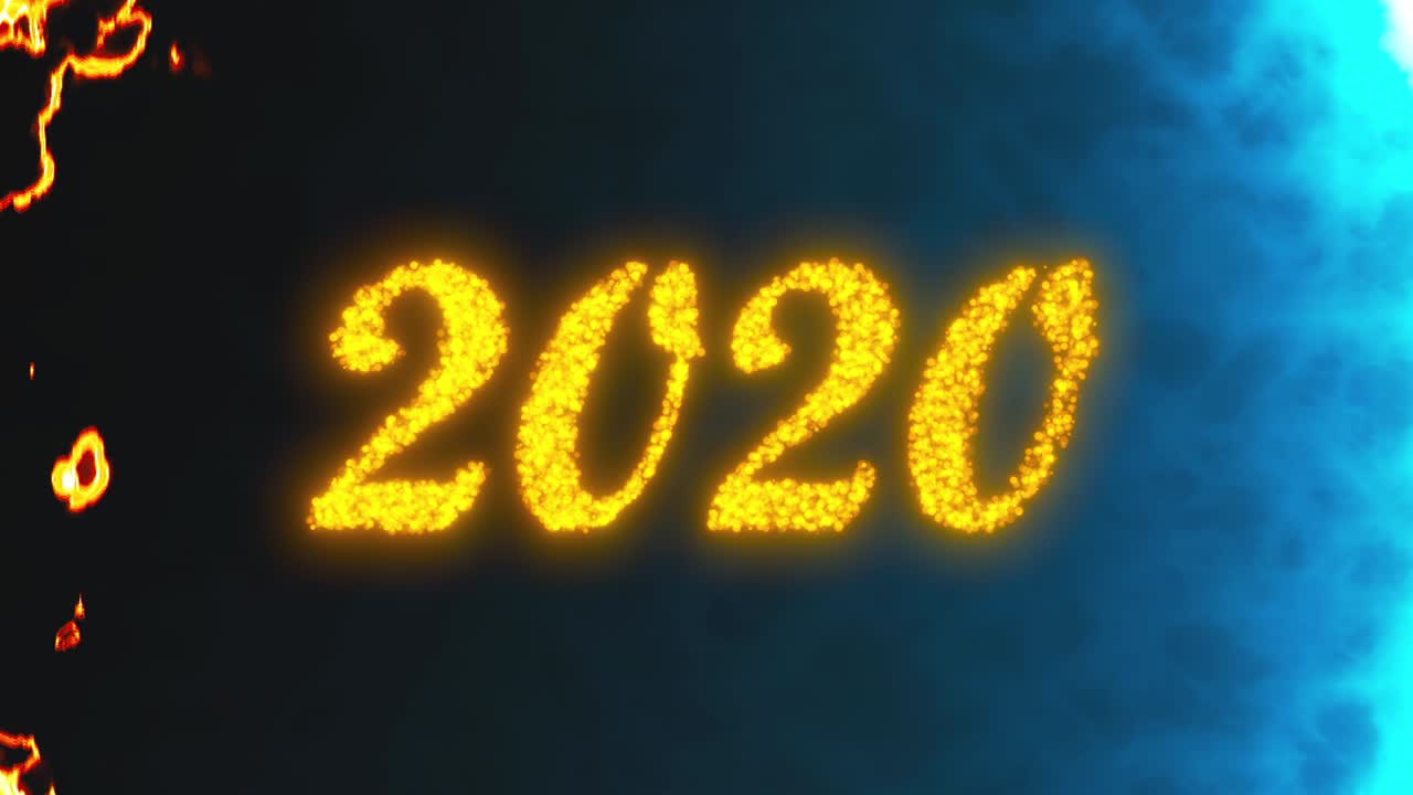 Sfondo di rendering 3D con il numero 2020 lucido. Animazione generata al computer del concetto di felice anno nuovo 2020