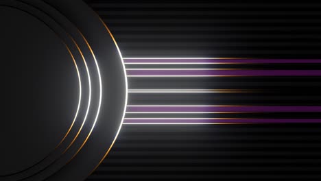 Dark Geometric Background with Golden Circles and Purple Lines