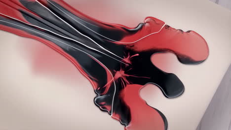 abstract dynamic fluid art with red and black swirls